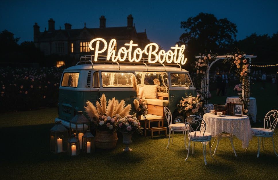 VW camper photo booth night time